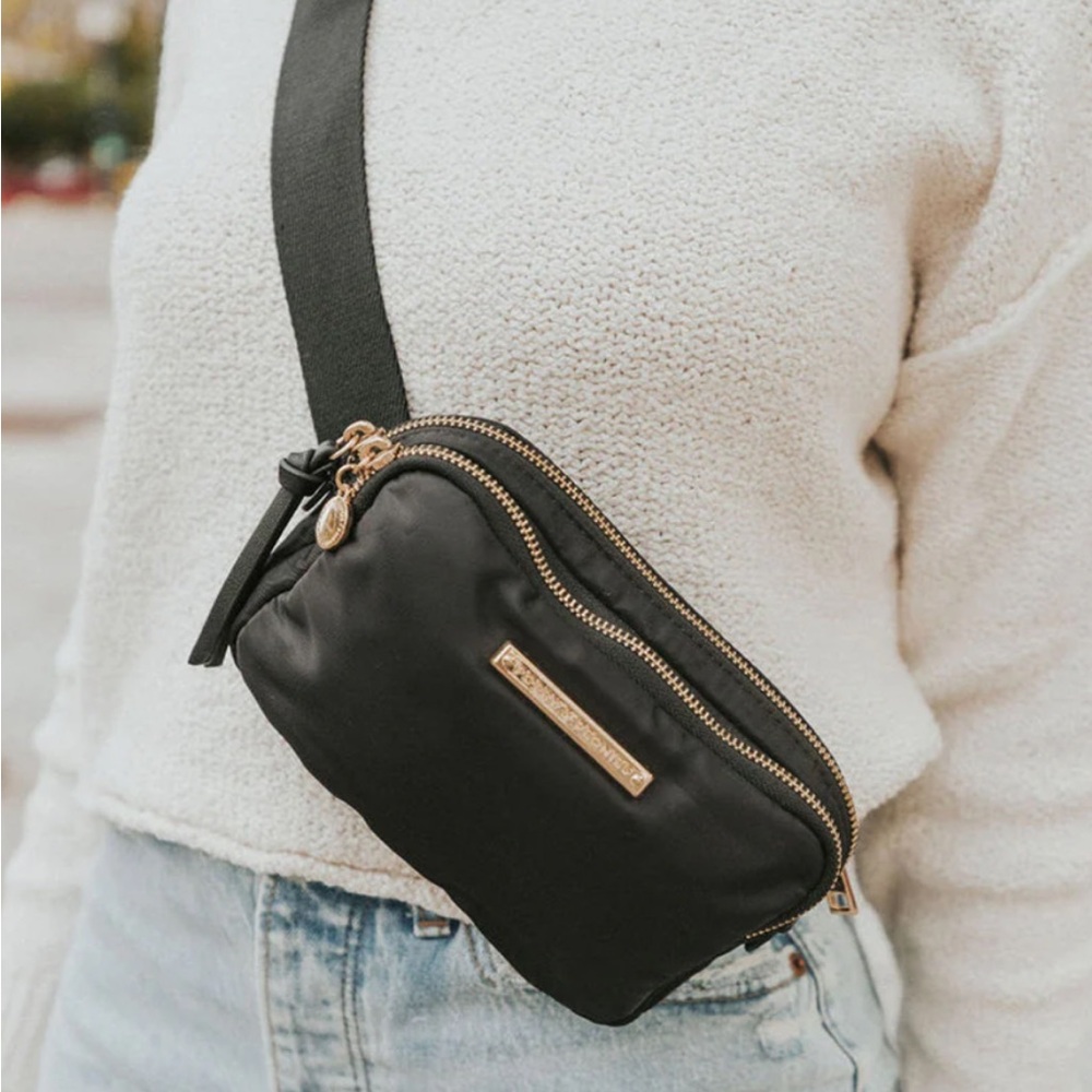 Poppy and Peonies Belt Bag (Black)
